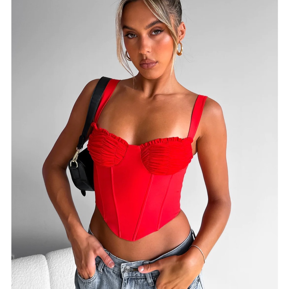 Stay tonight bustier red top - white fox